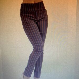 Dazz‎ Stripe Skinny High Waist Pull-On Pants Women L Boho Hippie Festive NEW
